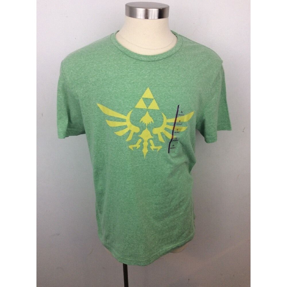 Legend of Zelda Emblem T-Shirt Green Kelly Heather XL Athletic Skinny Fit NEW